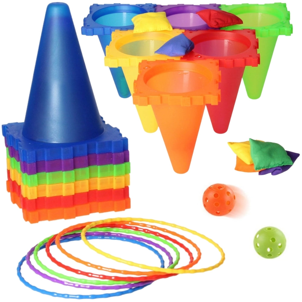 WOOPIE Sodo žaidimų rinkinys 3in1: Metimas į taikinį, Pachožlėliai, Lankai, Maišeliai, 30 vnt – vaizdas 2