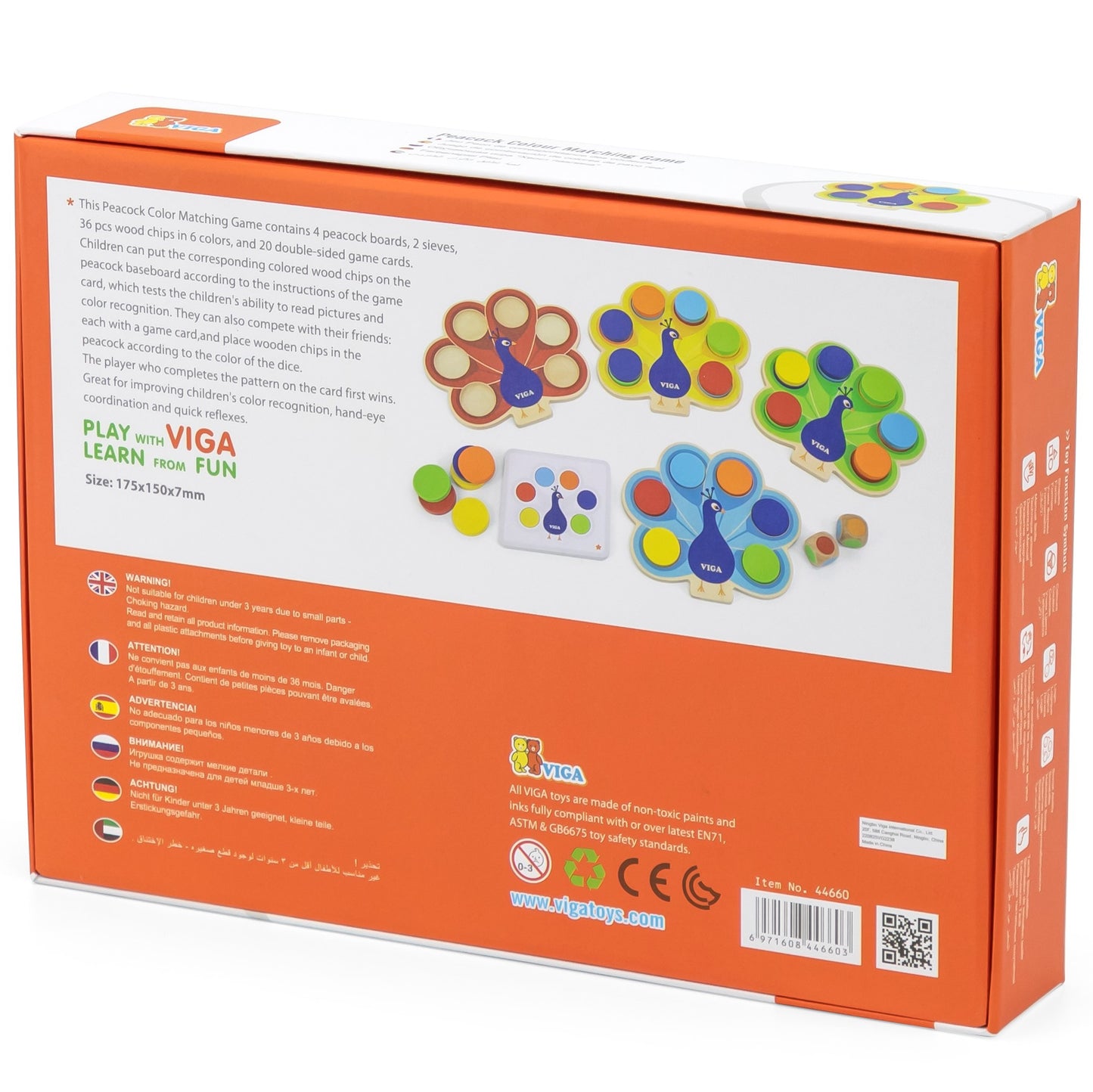 VIGA Medinis žaidimas „Derink spalvas – Povo uodega“ Montessori + kortelės – vaizdas 2