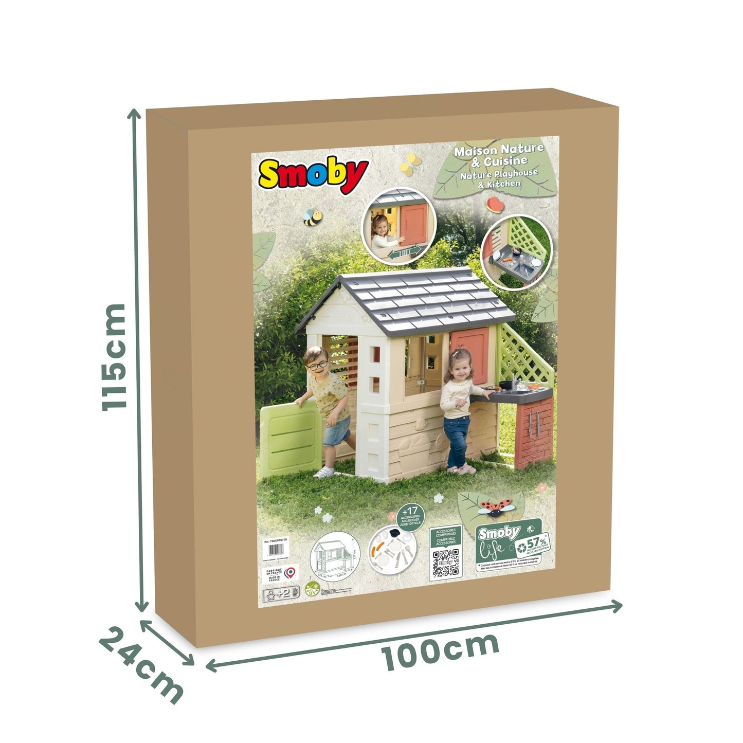SMOBY Nature House Žaidimų Namelis su Virtuvėle ir 17 Priedų
