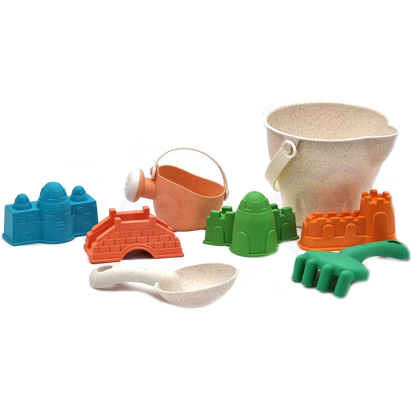 WOOPIE GREEN Organinis smėlio rinkinys su kibirėliu ir 8 priedais, Biologiškai skaidus – vaizdas 2