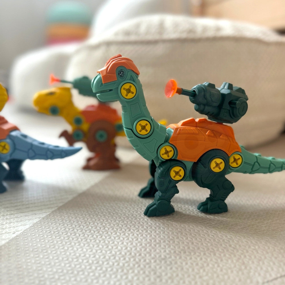 WOOPIE Dinozaurai surenkamas konstruktorius 3 vnt. su gręžtuvu ir atsuktuvu
