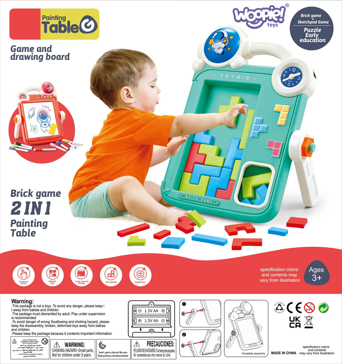 WOOPIE 2 viename Piešimo Lenta ir Tetris Žaidimas Vaikams