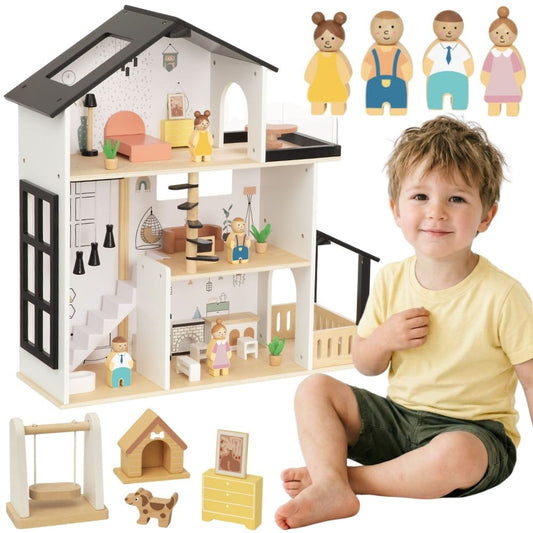 TOOKY TOY Medinis Lėlių Namas su Priedais 25 vnt.