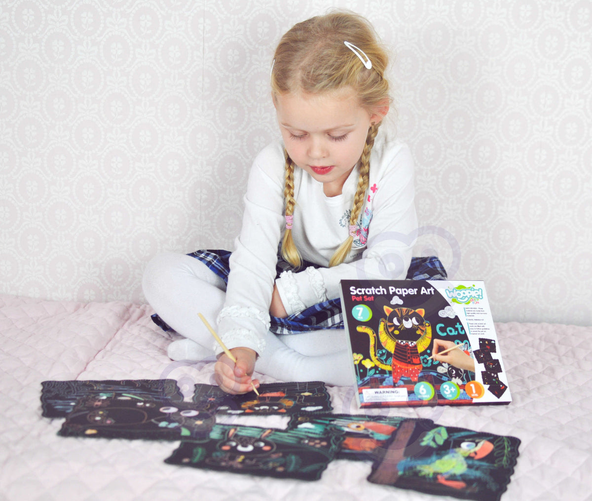 WOOPIE ART&FUN Kuriamas įbrėžimo paveikslėlių rinkinys, 7 vnt.