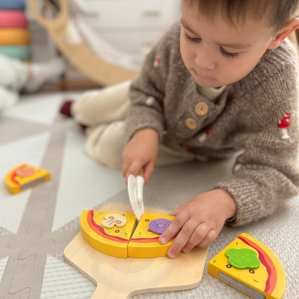 TOOKY TOY Picerijos medinė pica su priedais ir orkaite