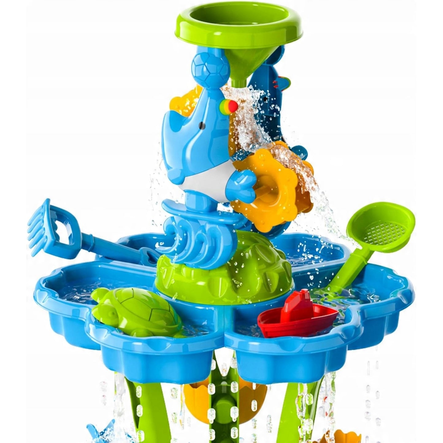 WOOPIE 2in1 XXL Vandens stalas-smėlio dėžė Aquaparkas su fontanu ir delfinu – vaizdas 5