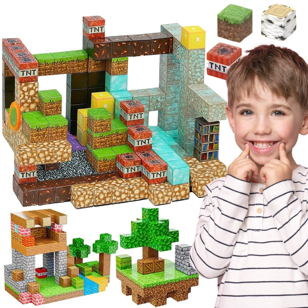 WOOPIE Magnetinių konstravimo kubelių 3D edukacinis rinkinys, 63 vnt – pagrindinis vaizdas