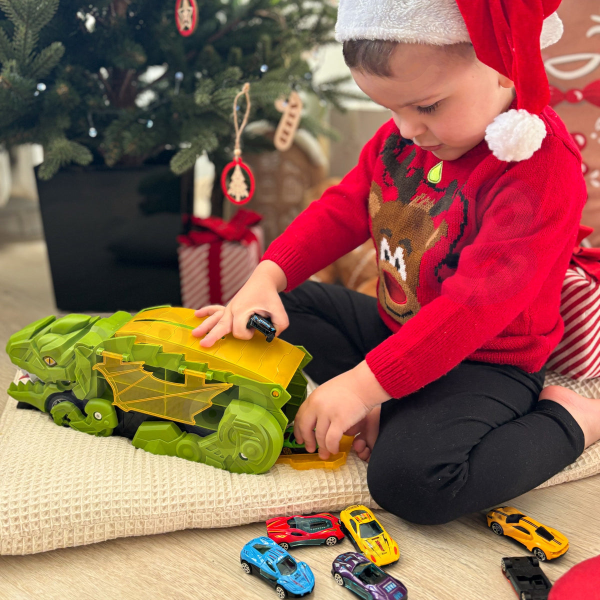 WOOPIE Dinozauro sunkvežimis su 13 automobilių ir trasa