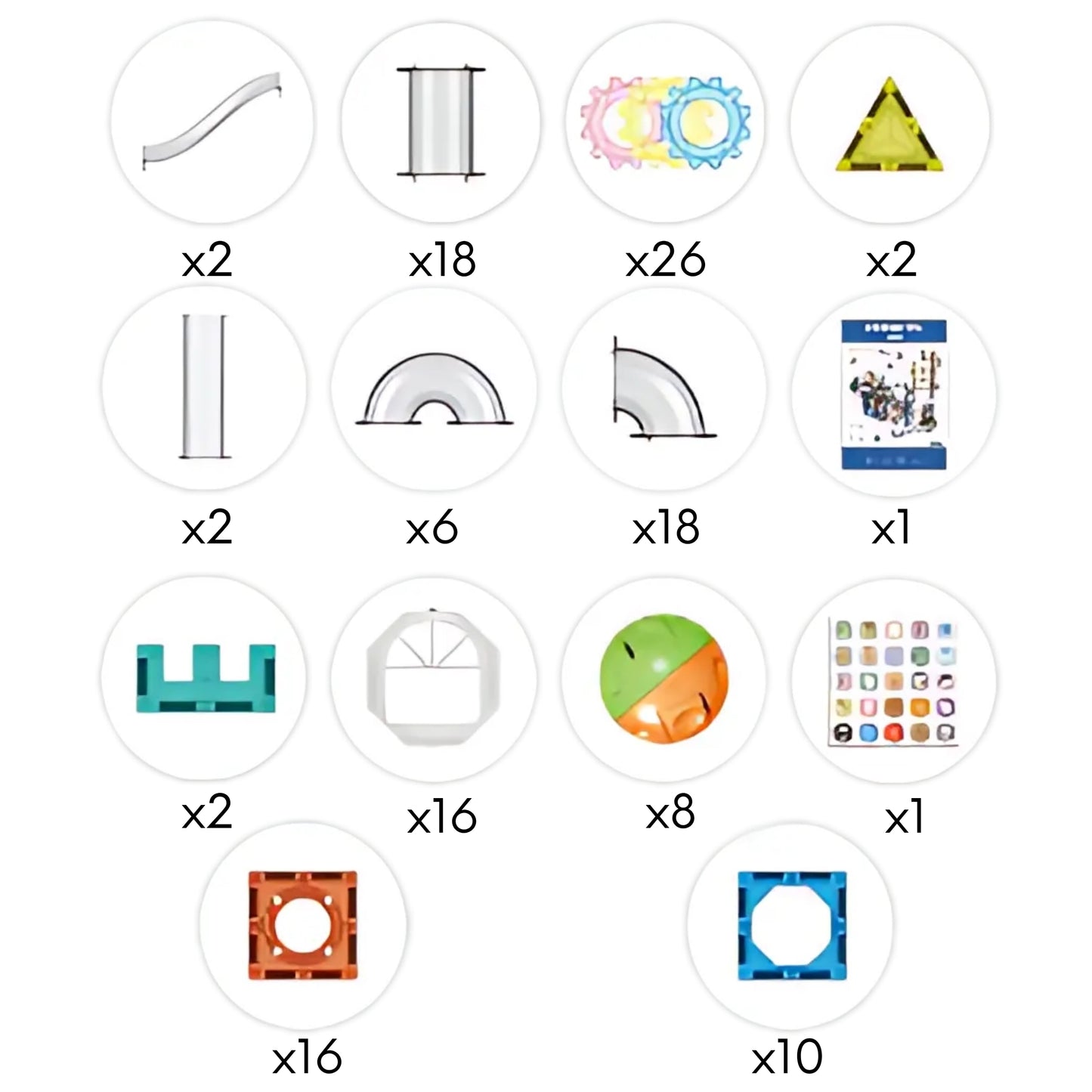 WOOPIE 3D Magnetiniai konstravimo blokeliai – edukacinis rutuliukų trasos rinkinys, 126 dalys – vaizdas 2