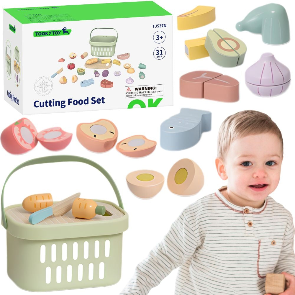 TOOKY TOY Medinis pjaustomų maisto produktų rinkinys (Vaisiai, daržovės) – pagrindinis vaizdas
