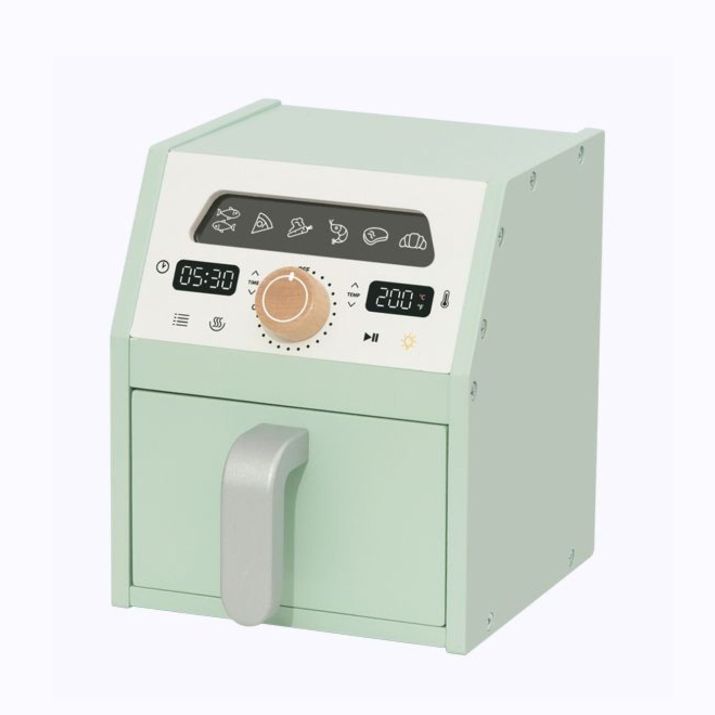 TOOKY TOY Medinė žaislinė gruzdintuvė be aliejaus (Air Fryer) – vaizdas 3