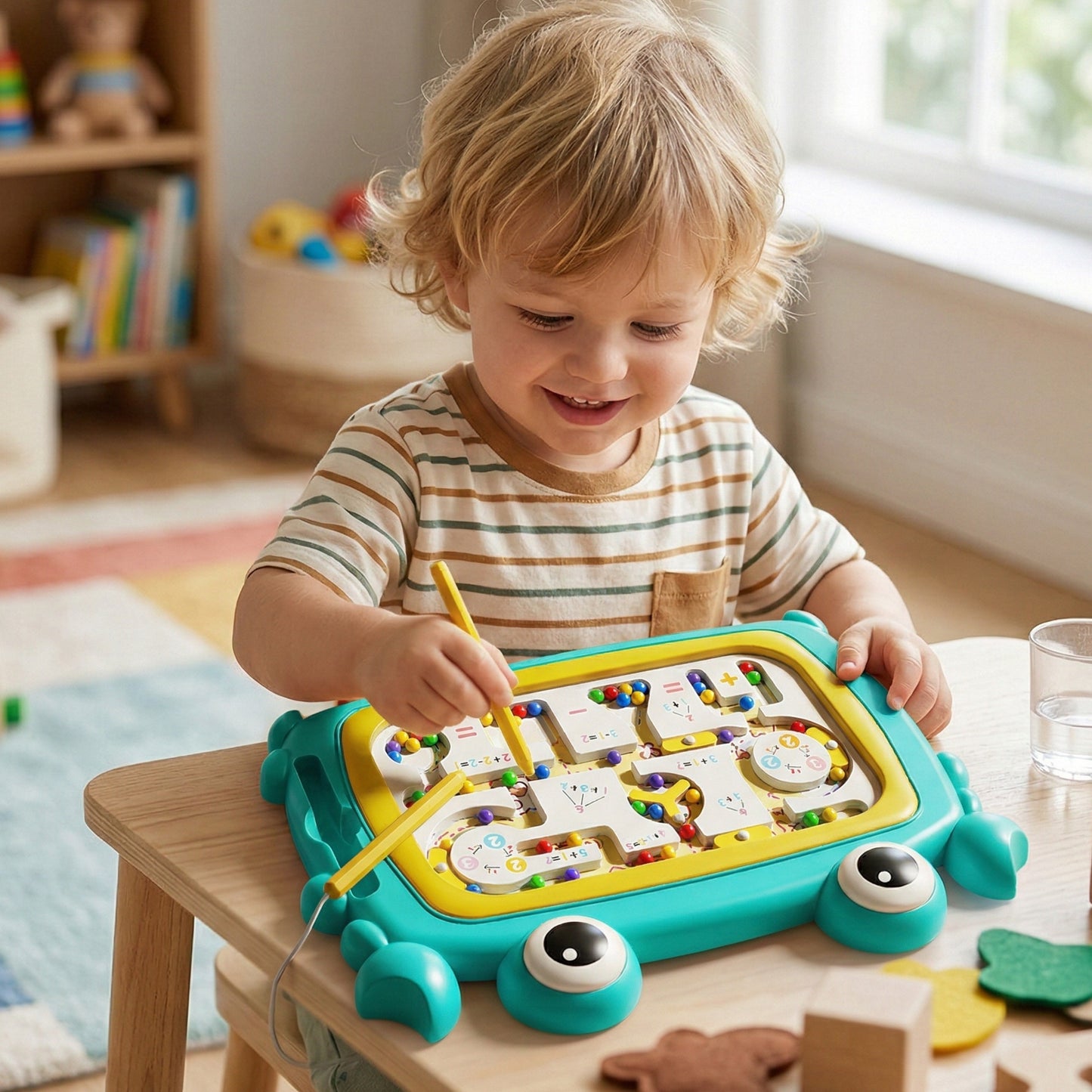 WOOPIE Montessori Magnetinė Lenta Krabas Labirintas Turkio Spalvos