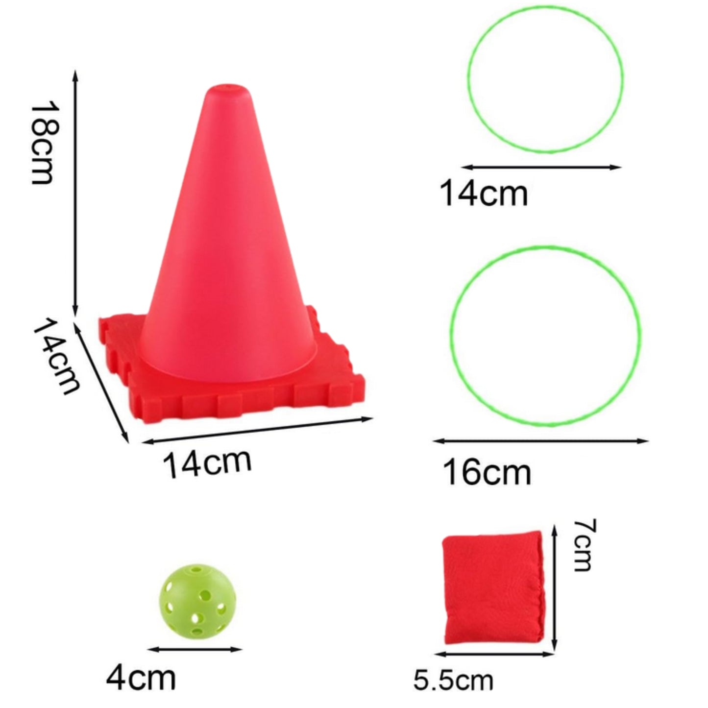 WOOPIE Sodo žaidimų rinkinys 3in1: Metimas į taikinį, Pachožlėliai, Lankai, Maišeliai, 30 vnt – vaizdas 4