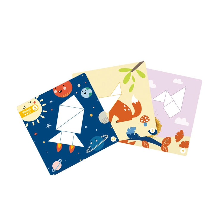 TOOKY TOY Tangram formų dėlionė vaikams, geometrinės figūros (18 dalių) – vaizdas 3