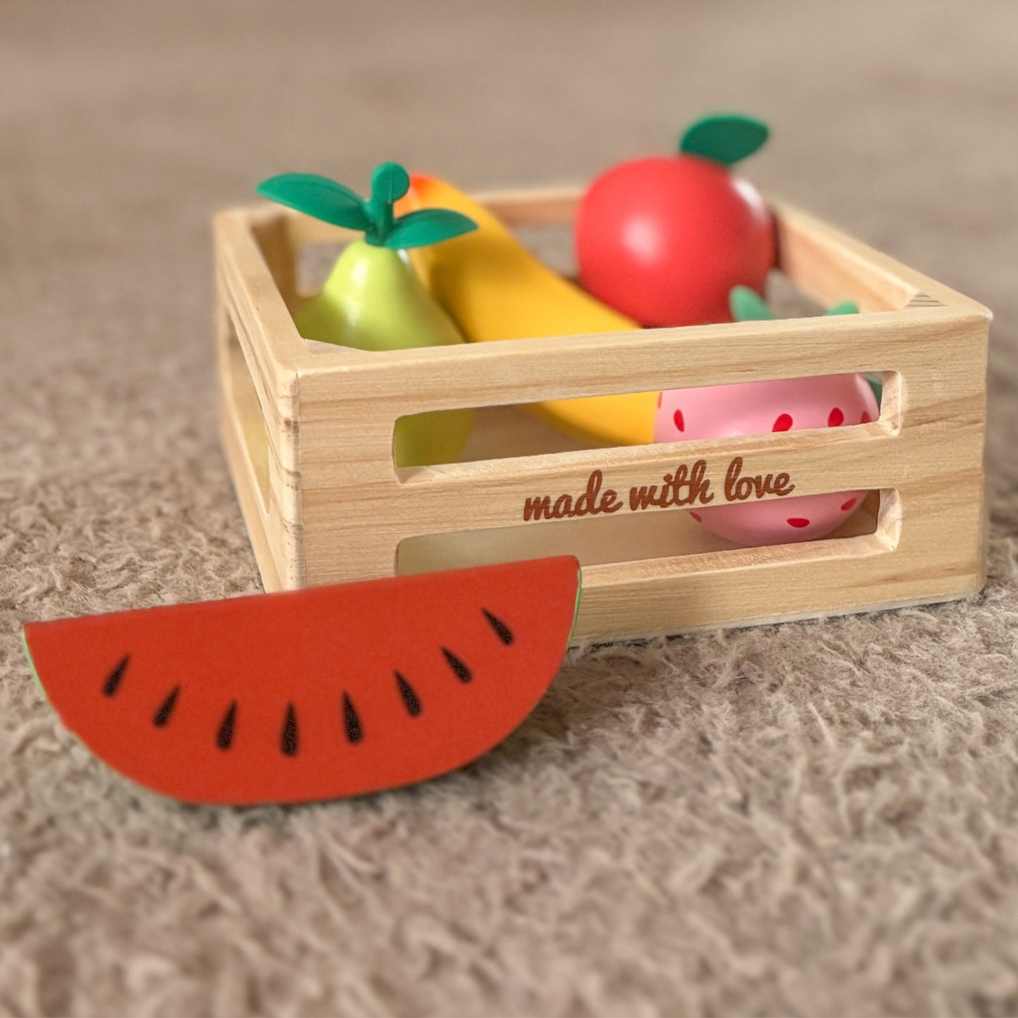 CLASSIC WORLD 6 dalių Medinių vaisių rinkinys krepšelyje – vaizdas 2