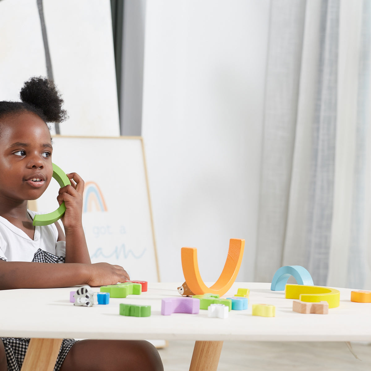 VIGA Medinė Vaivorykštė Montessori Dėlionė su Gyvūnėliais
