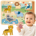 TOOKY TOY Garsinė dėlionė Safari Montessori vaikams