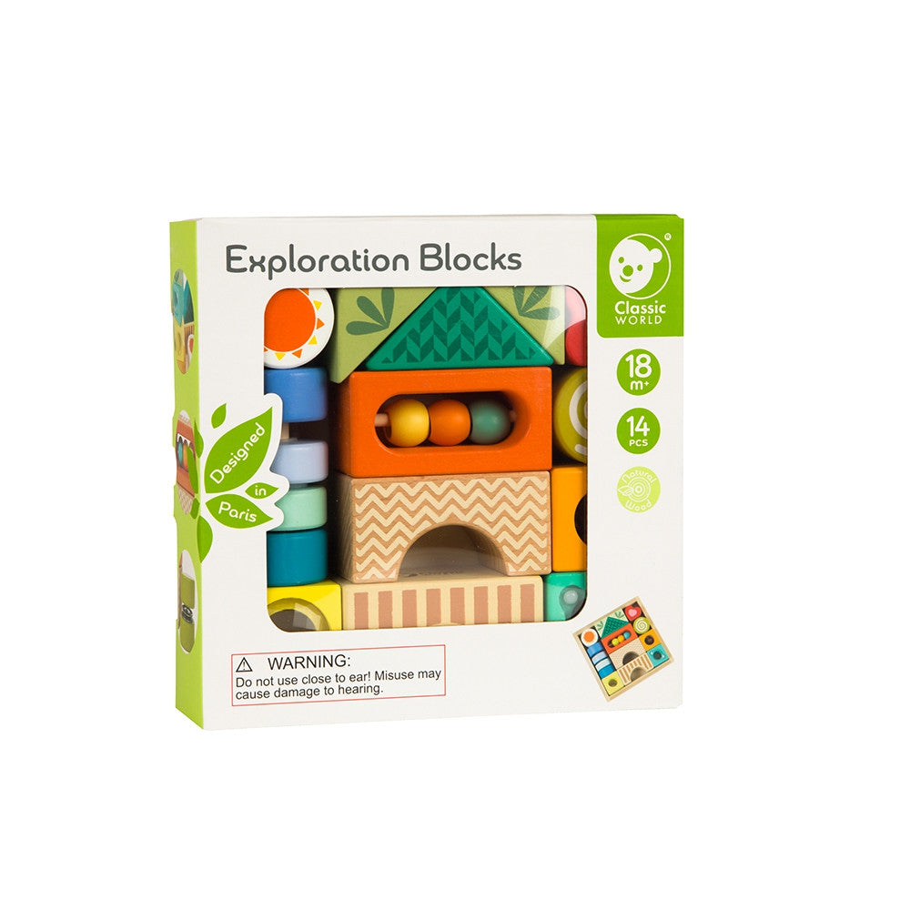 CLASSIC WORLD Montessori Sensoriniai Klocai 7in1, 14 vnt.