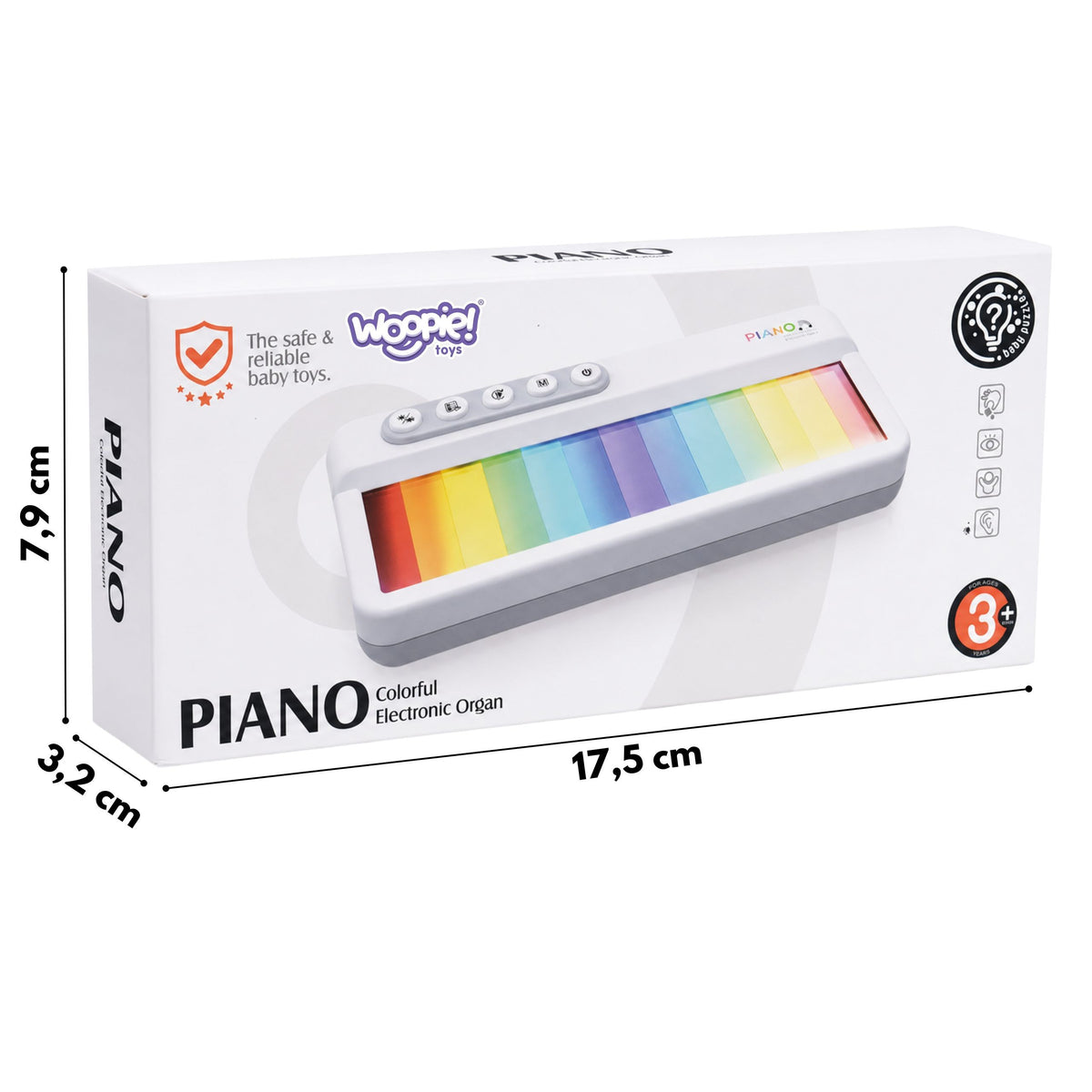 WOOPIE Vaivorykštinis Lietimui Jautrus Pianinas su Apšvietimu ir Mokymosi Režimu 3+