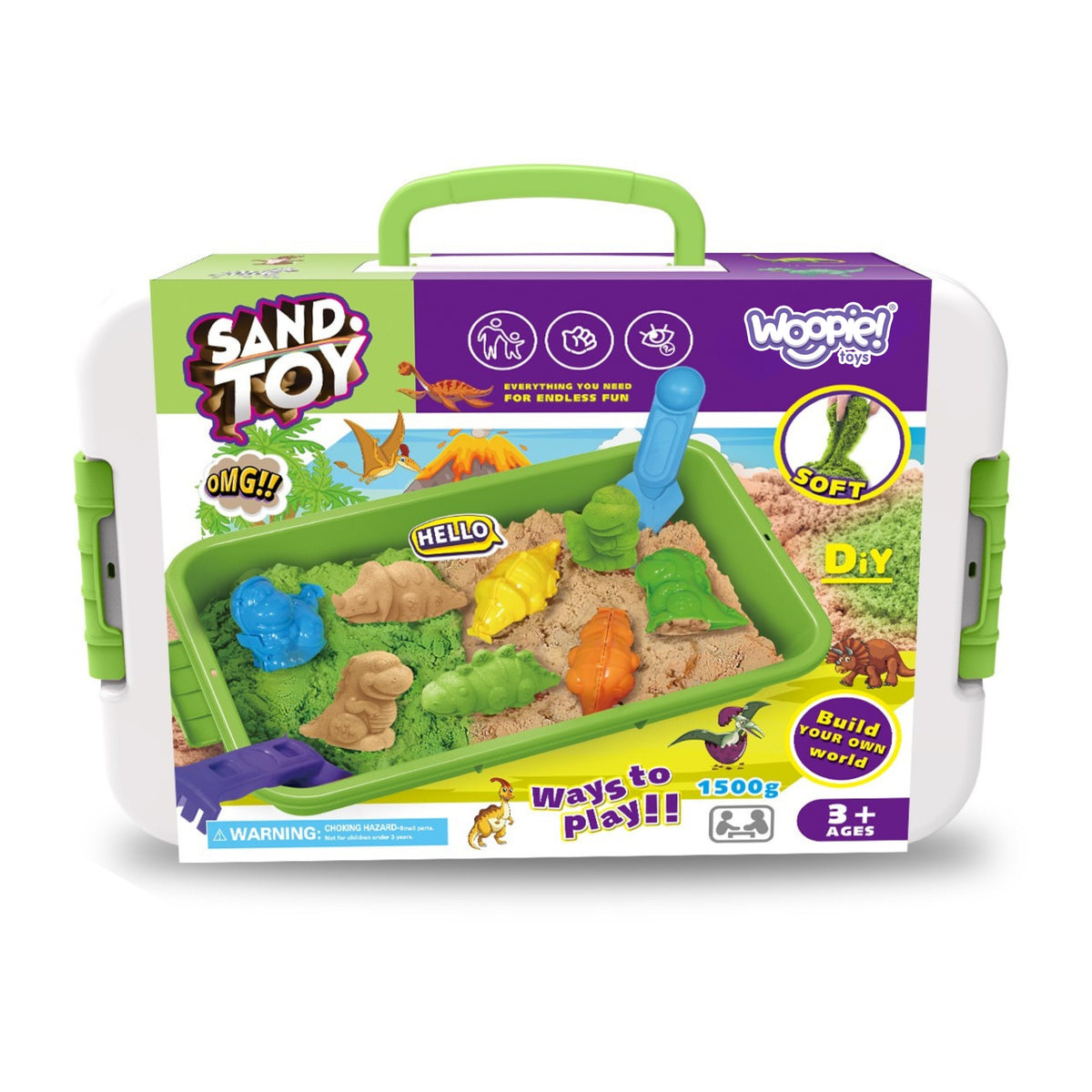 WOOPIE Kinetic Sand 1,5 kg ZOO Safari Rinkinys su Formelėmis