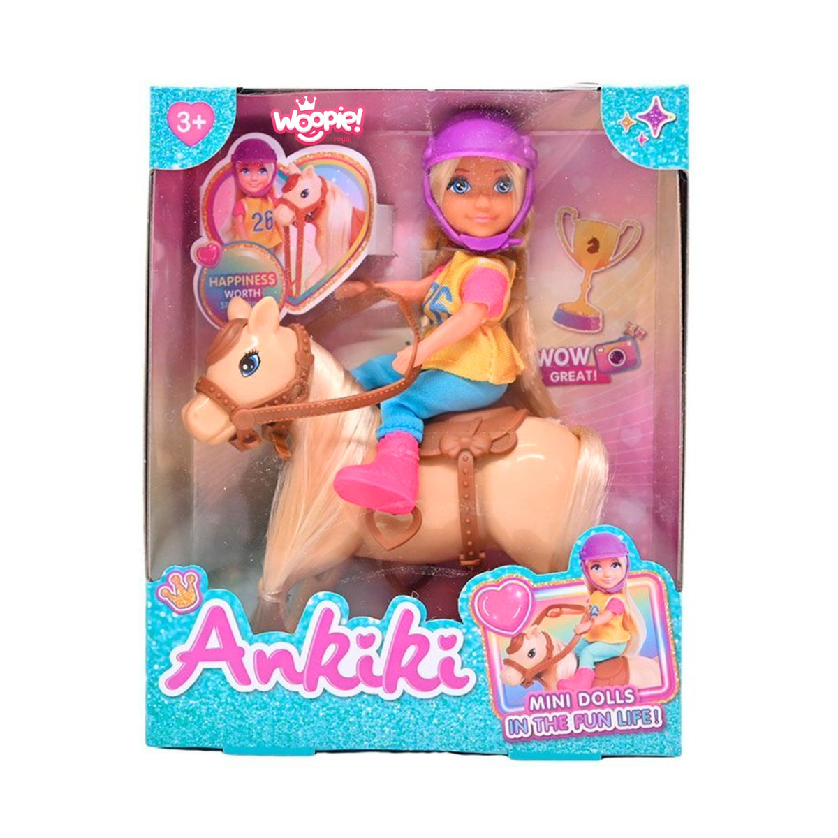 WOOPIE ROYAL Raitelės lėlė su arkliu ir raitelės priedais