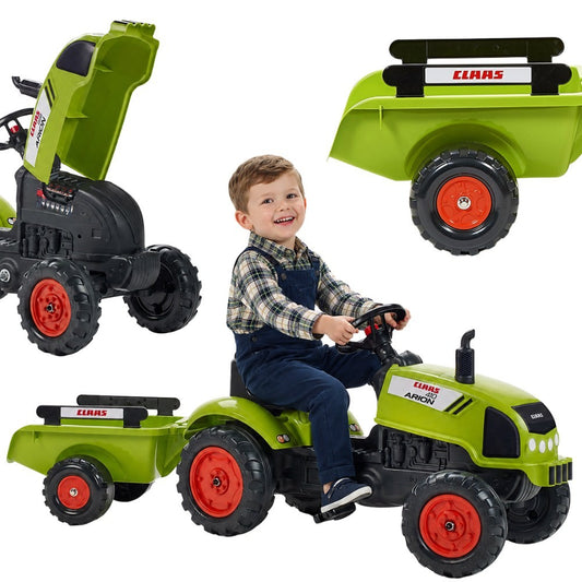 FALK Claas Green minamas traktoriukas su priekaba ir garsiniu signalu 2-5 m.
