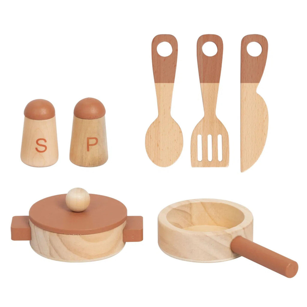 TOOKY TOY Medinė Vaikiška Virtuvė su Priedais, Bežinės Spalvos