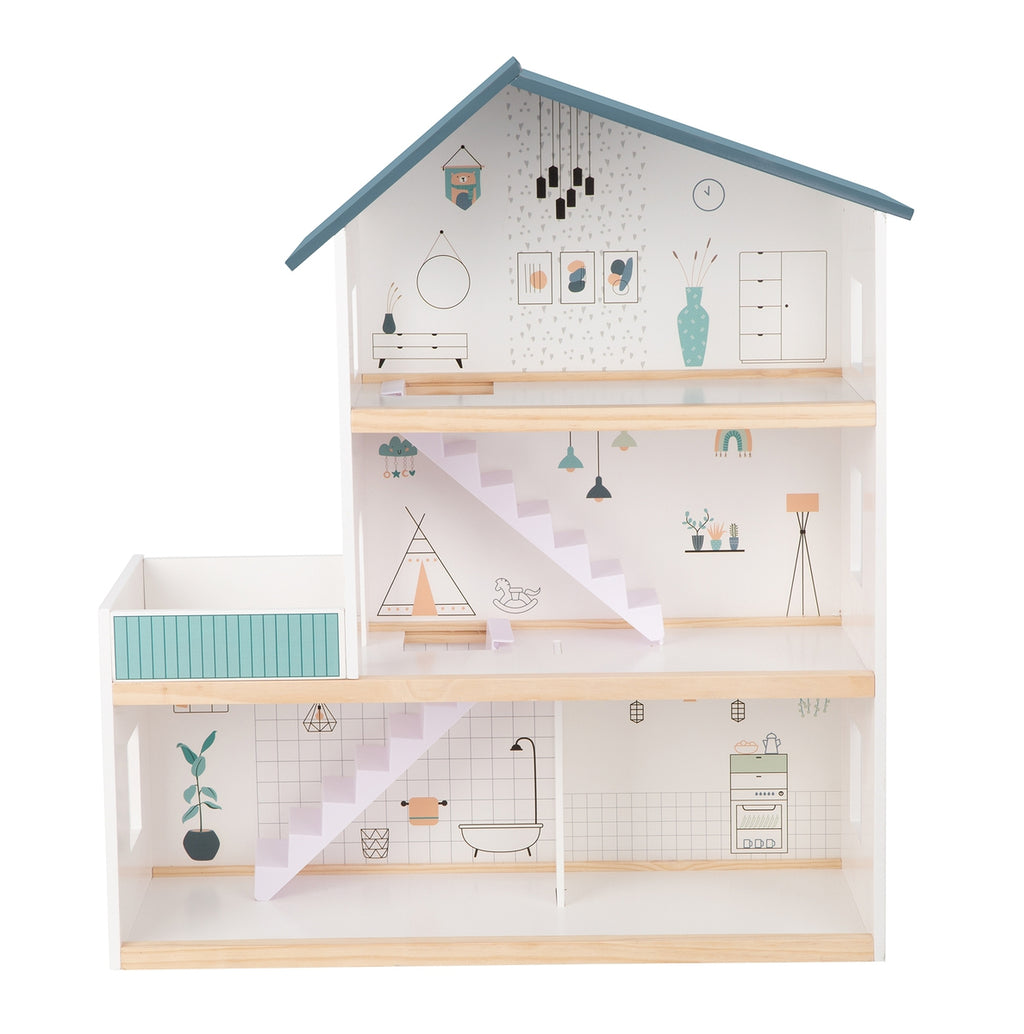 TOOKY TOY Didelis medinis lėlių namelis su figūrėlėmis, FSC