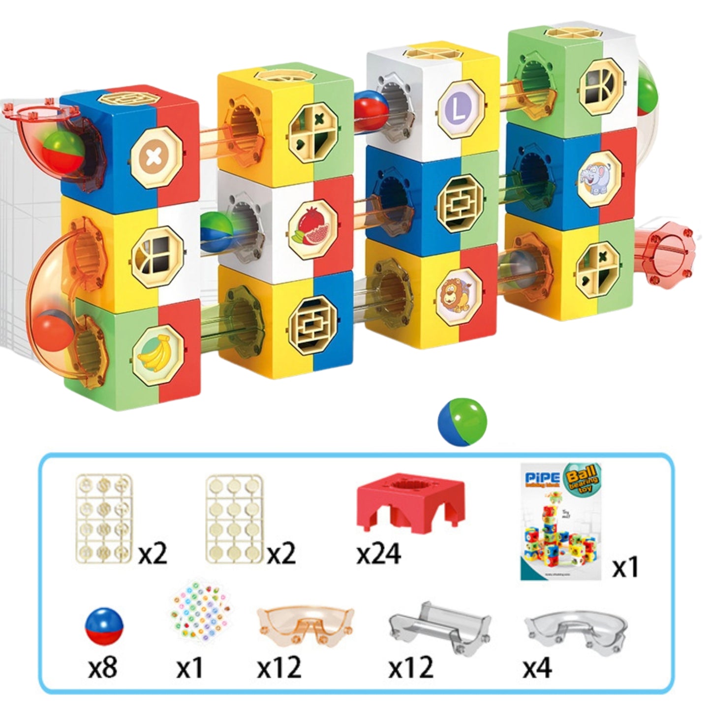 WOOPIE 3D konstrukcinių kaladėlių rinkinys: rutulinė trasa / kulodromas – vaizdas 2
