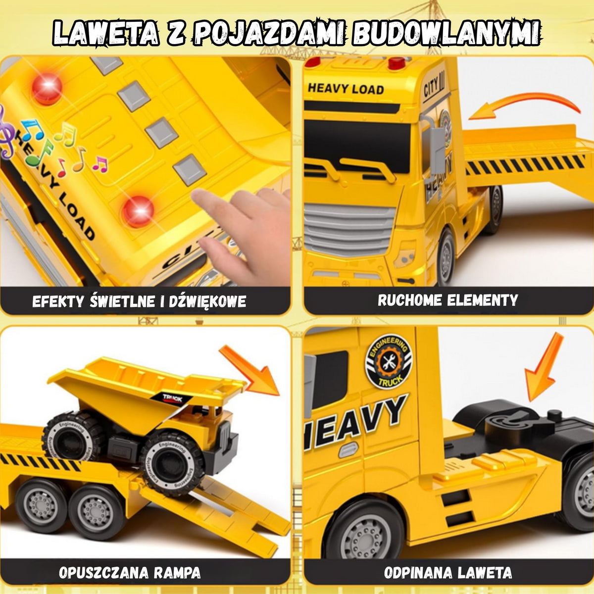 WOOPIE Vilkikas su statybine technika, 3 dalių rinkinys