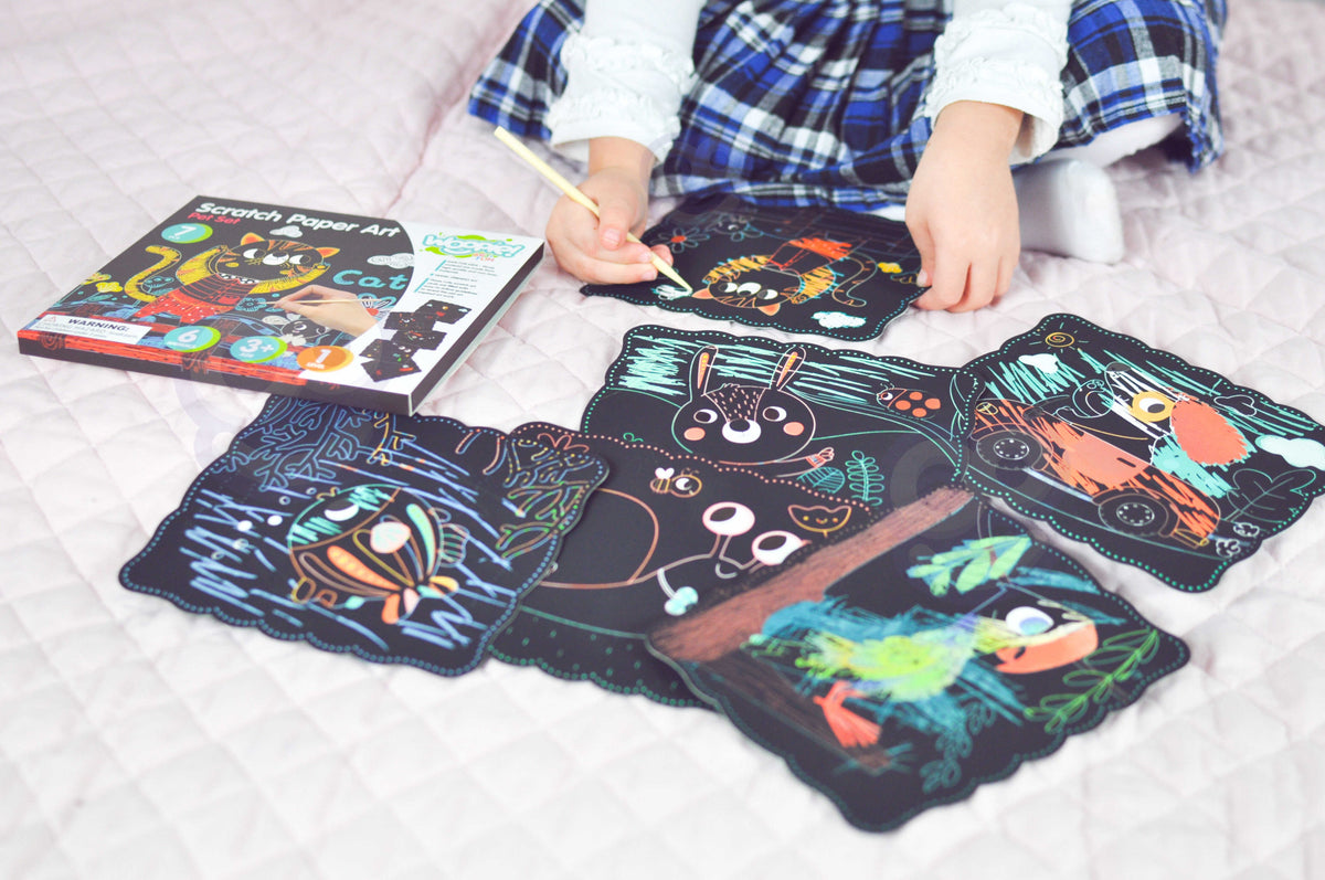 WOOPIE ART&FUN Kuriamas įbrėžimo paveikslėlių rinkinys, 7 vnt.