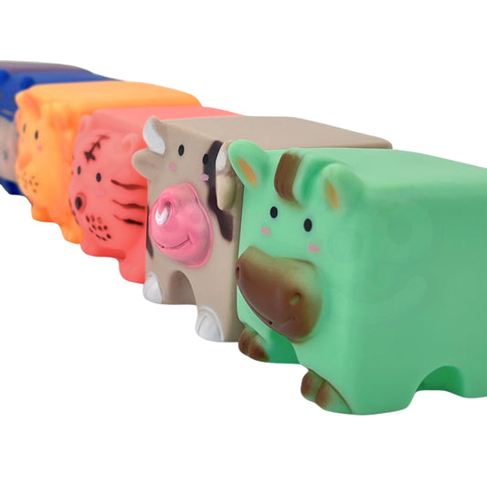 WOOPIE BABY sensorinės kaladėlės-dėlionė „Gyvūnėliai“ (spaudžiamos, su garsu), 6 elementai – pagrindinis vaizdas