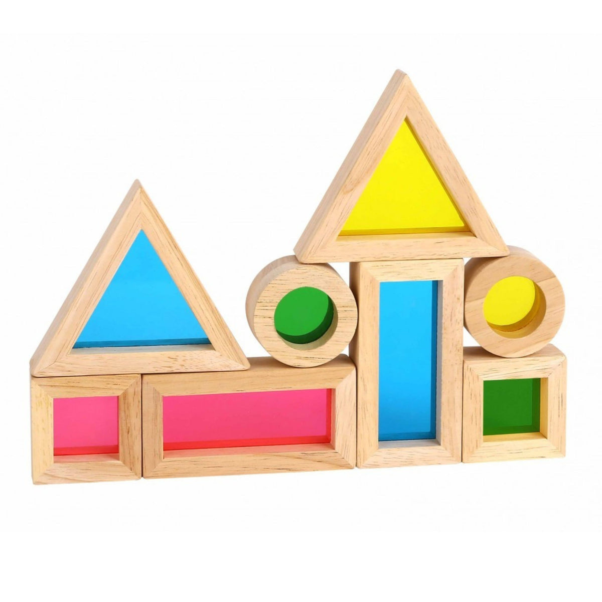 TOOKY TOY Mediniai spalvoti veidrodiniai blokai, 8 vnt.