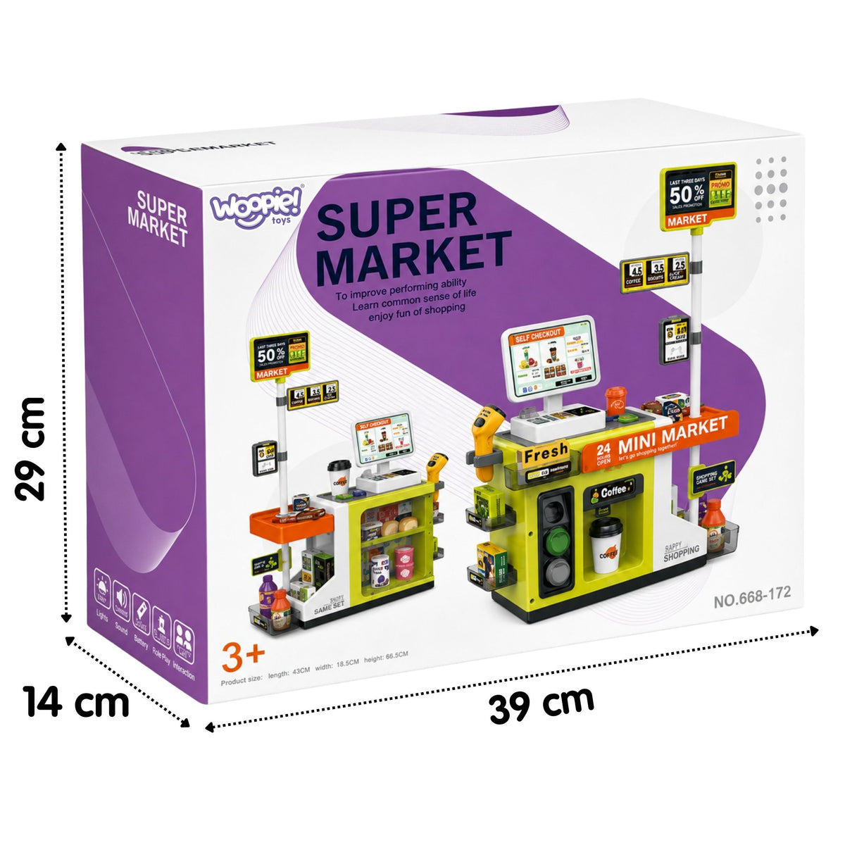WOOPIE Mini Market Express Kasa Savitarna su Priedais