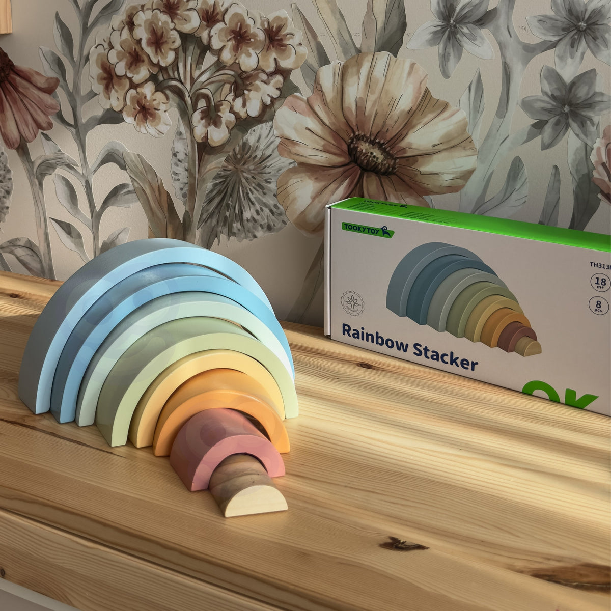 TOOKY TOY Pastelinė Vaivorykštė – Medinis Montessori Žaislas
