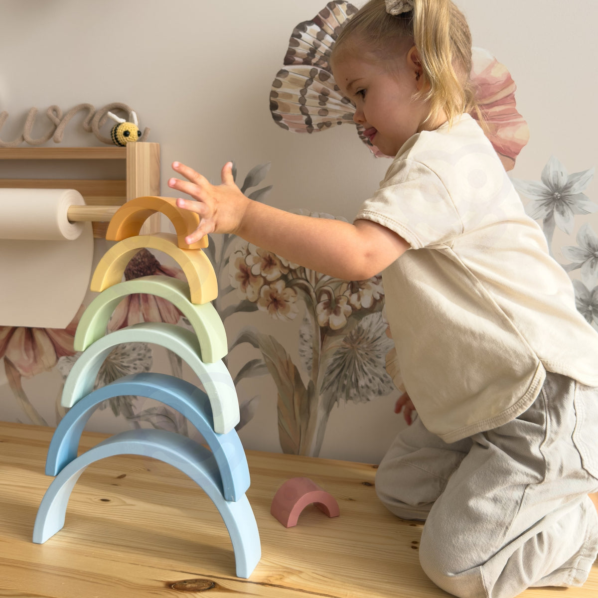 TOOKY TOY Pastelinė Vaivorykštė – Medinis Montessori Žaislas