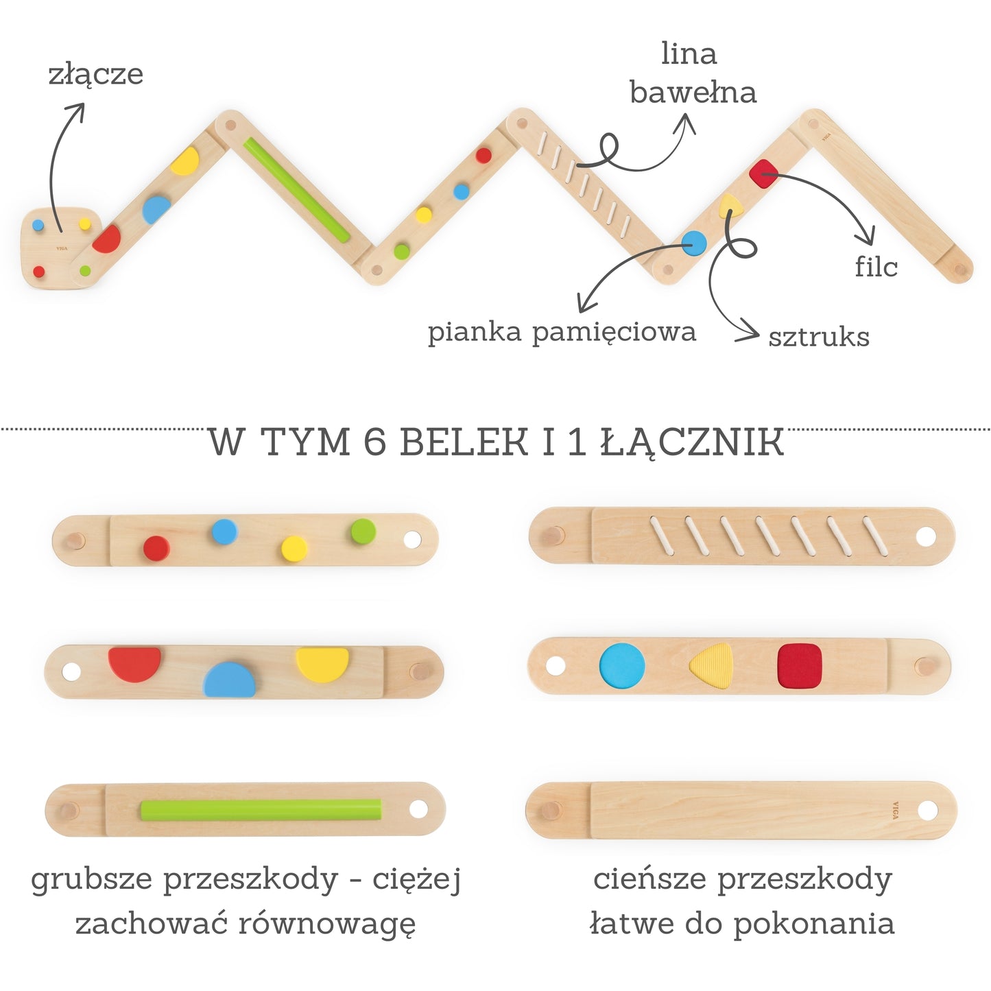 VIGA Medinė modulinė balanso lenta (sensorinis takas) – vaizdas 2
