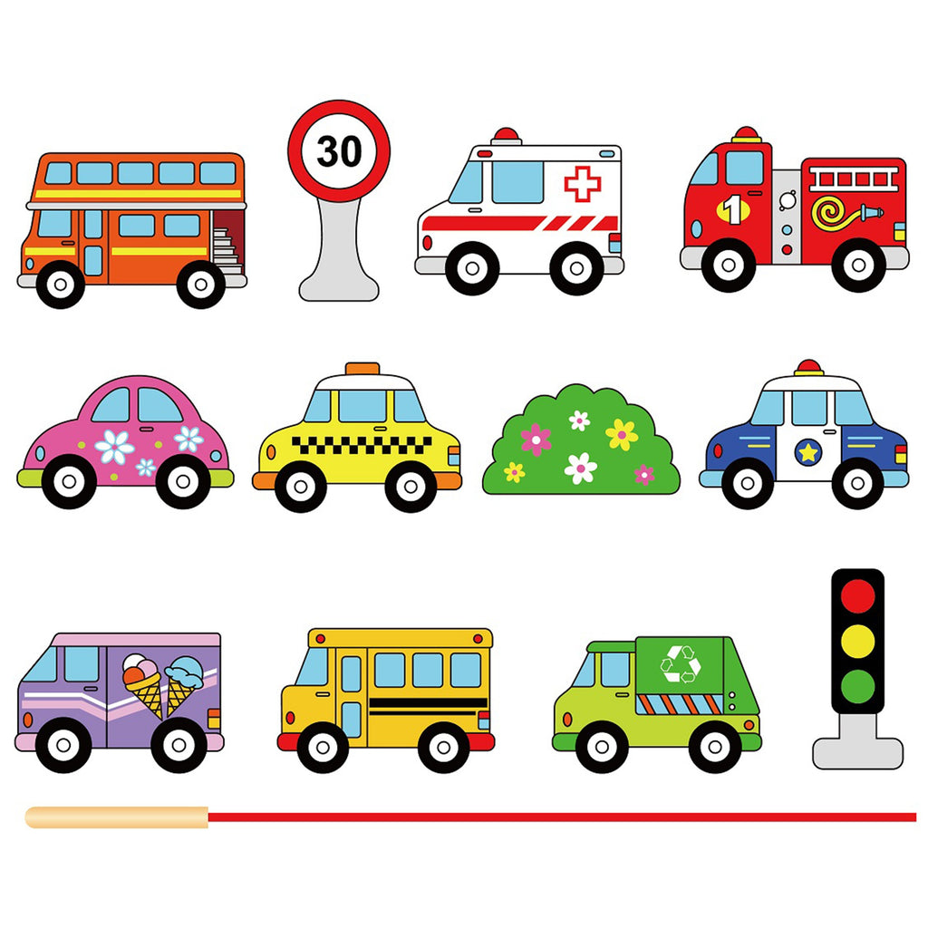 VIGA Medinės Kaladėlės Transporto Priemonės, 12 detalių