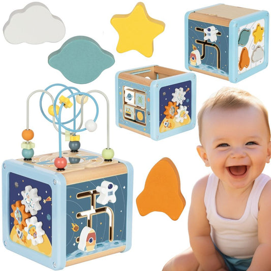 TOOKY TOY Medinis Kosminis Aktyvumo Kubas su Labirintu