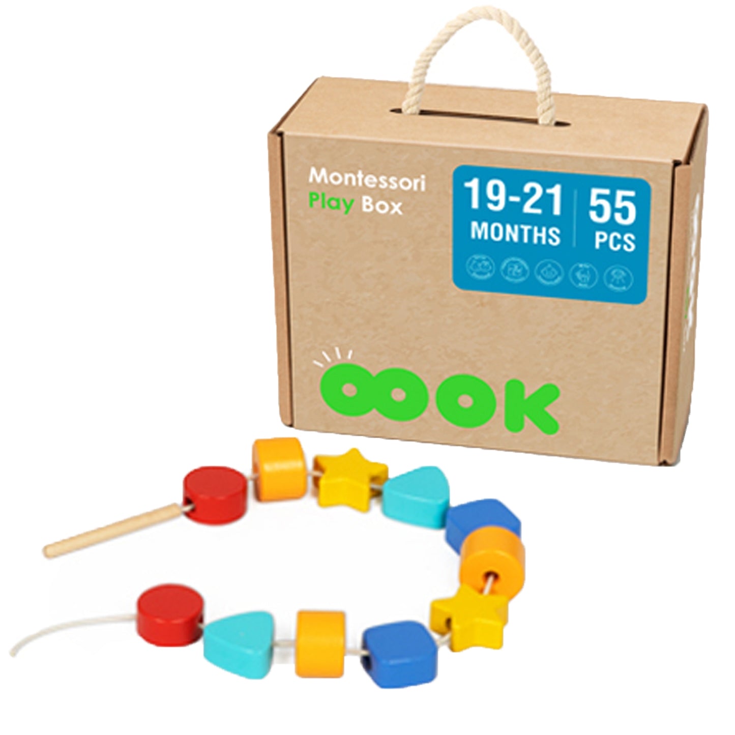 TOOKY TOY XXL Montessori edukacinis sensorinis rinkinys su spalvotomis detalėmis – vaizdas 4
