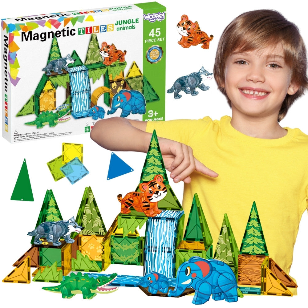 WOOPIE Magnetiniai 3D Blokeliai Džiunglių Gyvūnai 45 vnt.