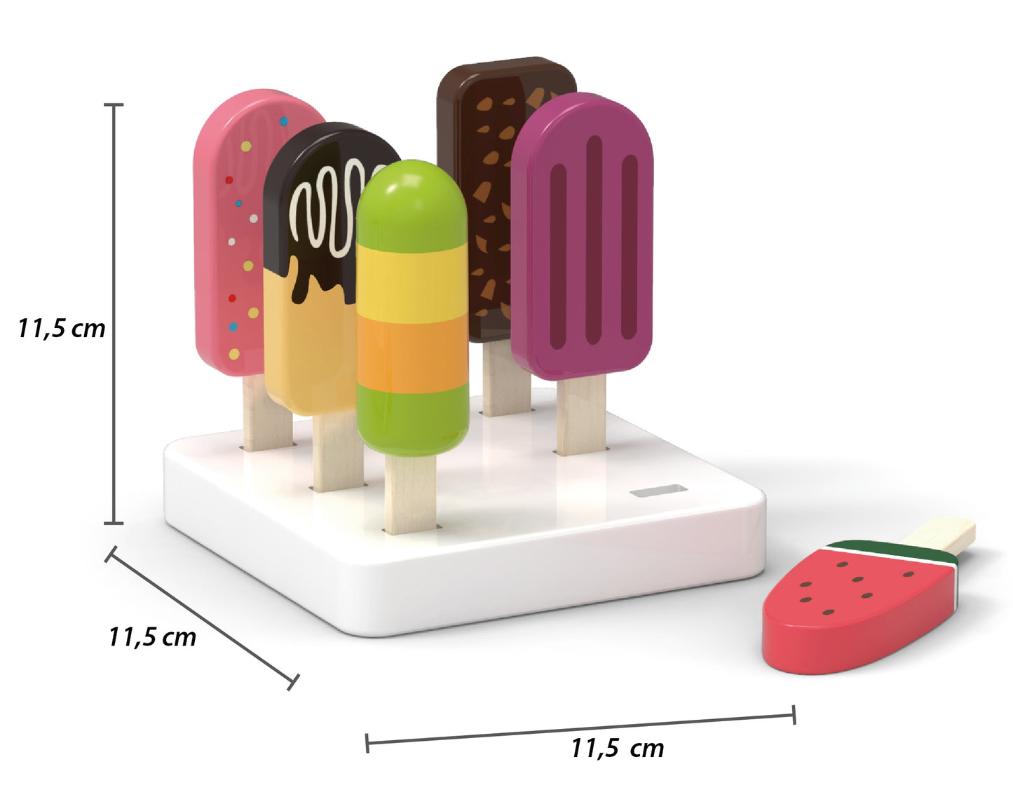 VIGA medinis ledų rinkinys, atskiri ledai su spalvotomis kepurėlėmis – vaizdas 2