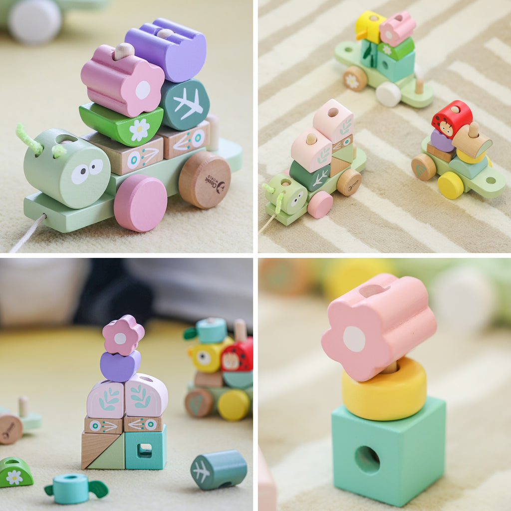 CLASSIC WORLD Montessori Medinis Vikšro Traukinukas-Dėlionė