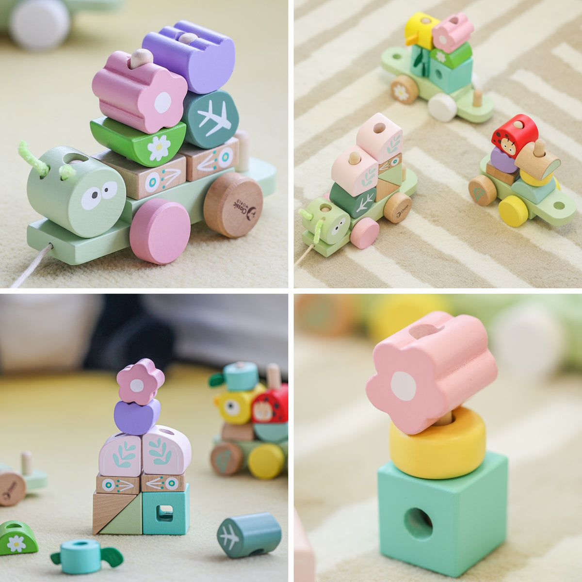 CLASSIC WORLD Montessori Medinis Vikšro Traukinukas-Dėlionė