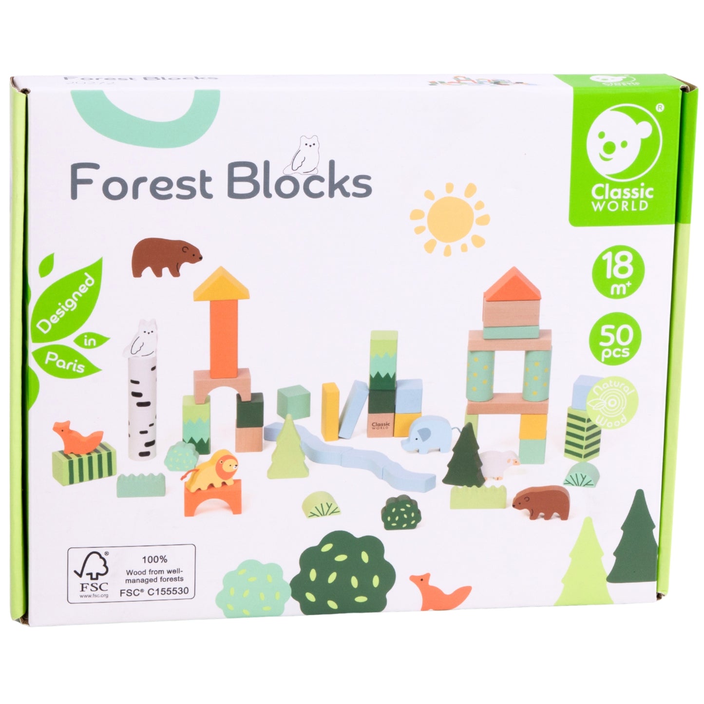 CLASSIC WORLD Mediniai Blokeliai Miško Pasaulis 50 dalių