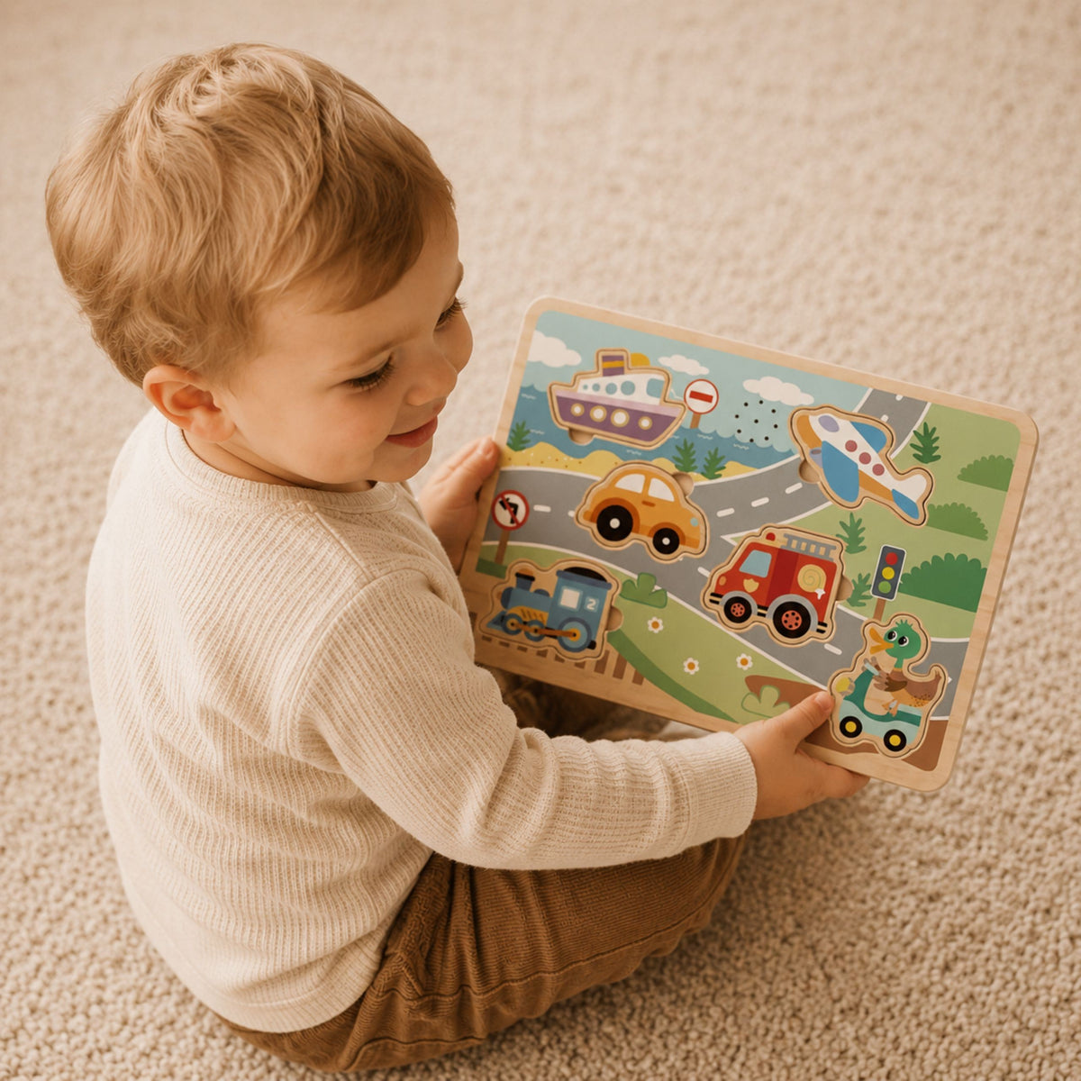 TOOKY TOY Interaktyvi garsinė dėlionė Transporto priemonės