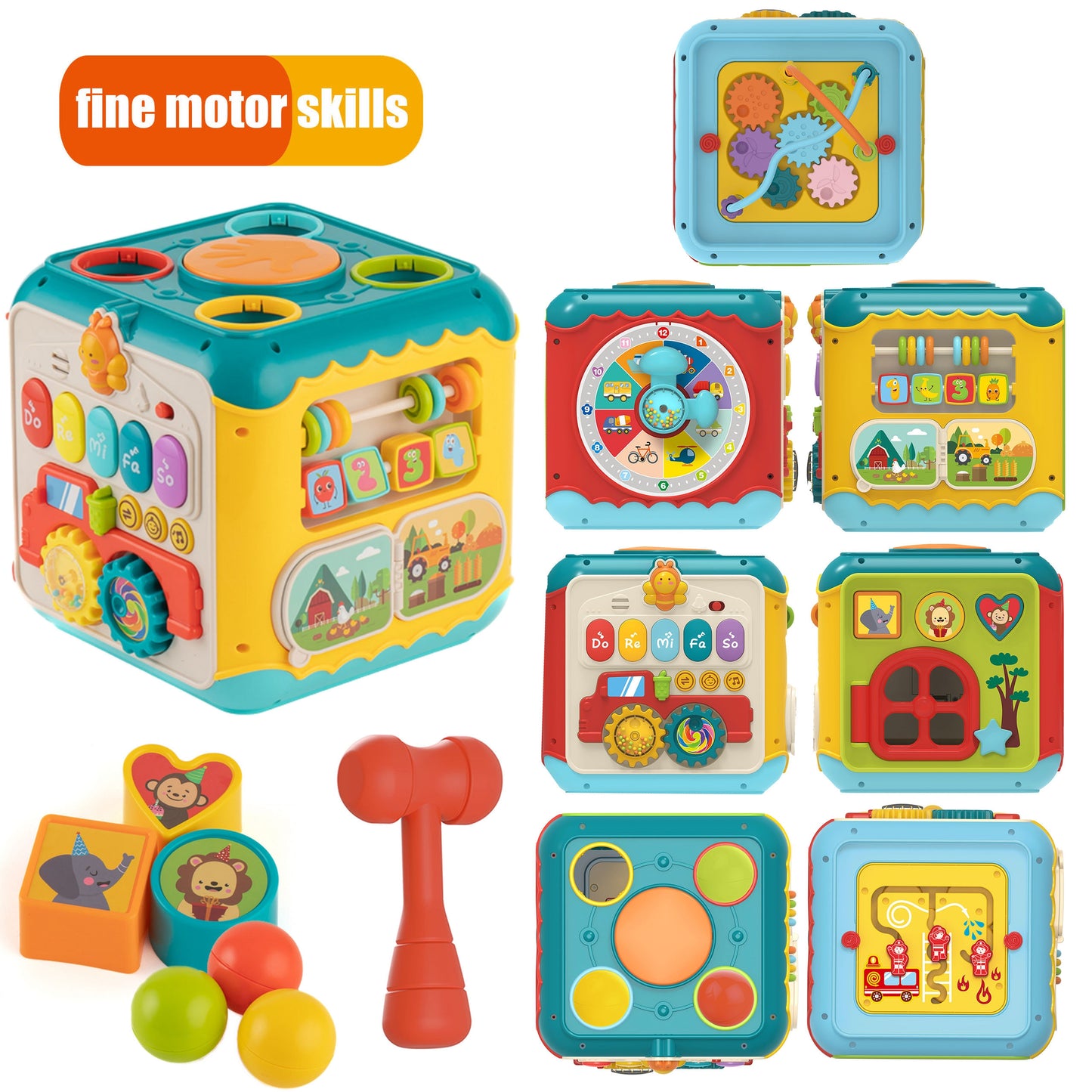 WOOPIE BABY Montessori Daugiafunkcis Aktyvumo Kubas 6-in-1 nuo 18 mėn.