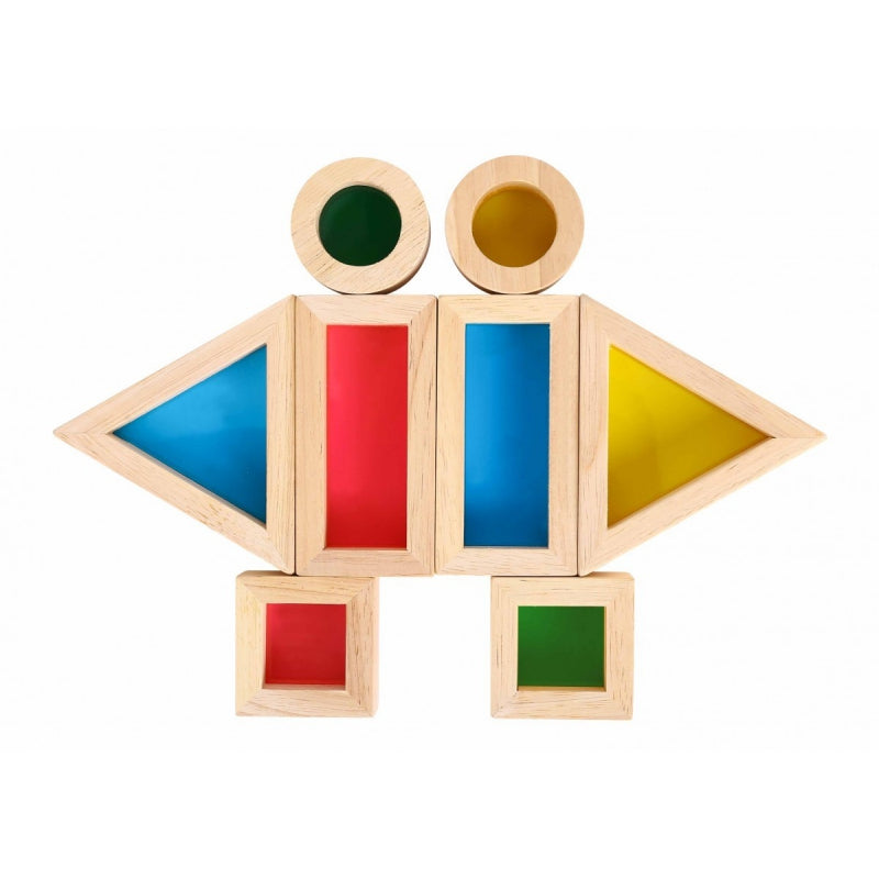 TOOKY TOY Mediniai spalvingi veidrodžių blokai, 8 vnt.
