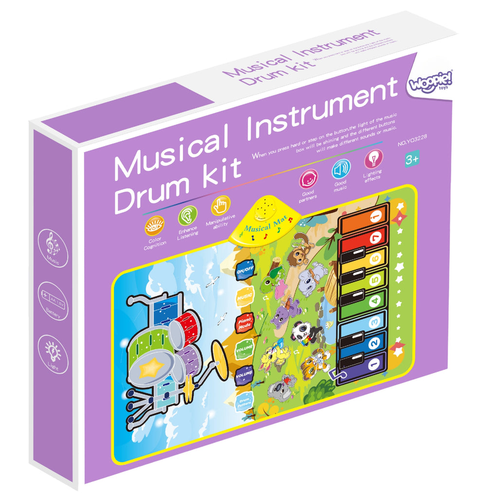WOOPIE Muzikinis Kilimėlis Gyvūnai 2 in 1 Pianinas ir Būgnai