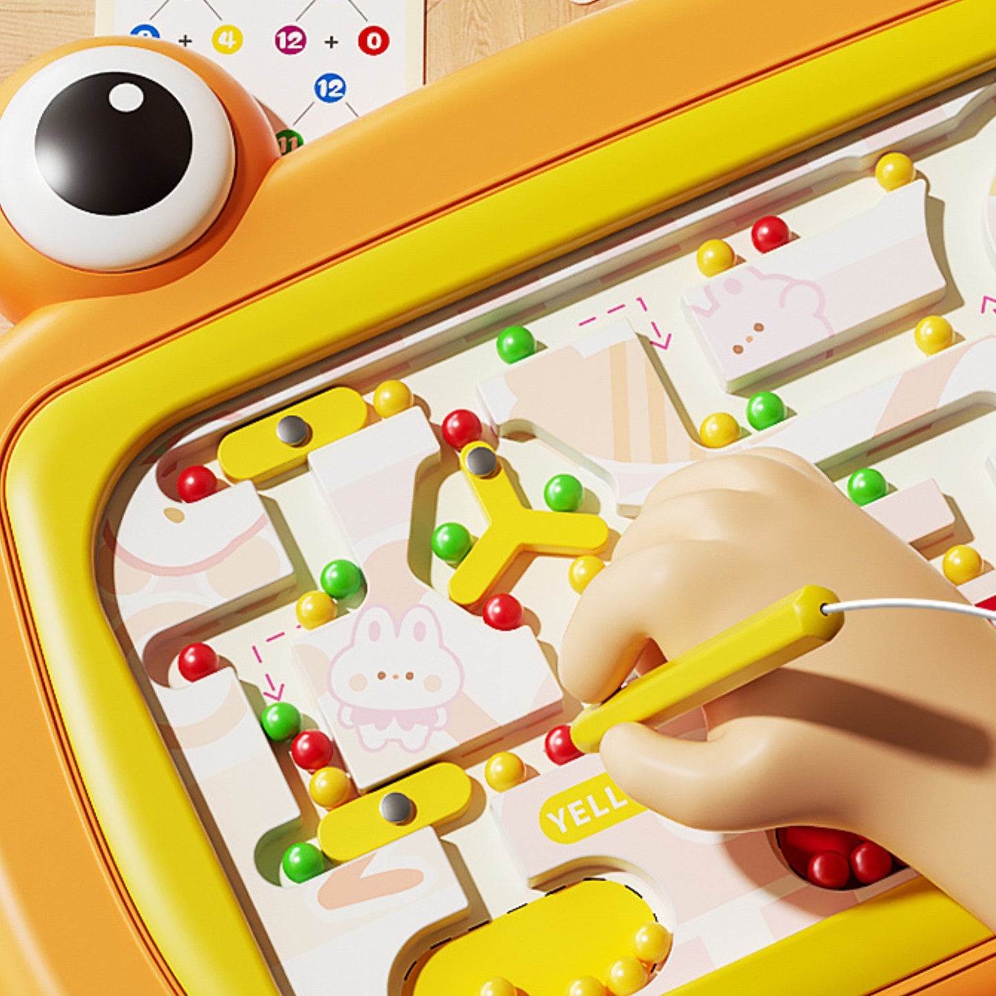 WOOPIE Montessori Magnetinė Lenta Krabas Labirintas Oranžinė